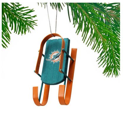 Miami Dolphins Sled Ornament - Click Image to Close